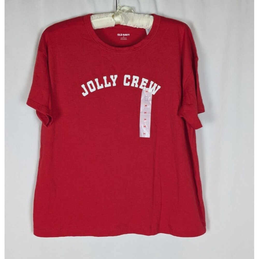 Old Navy Unisex Jolly Crew Christmas Holiday Graphic T-Shirt Red Size M NWT